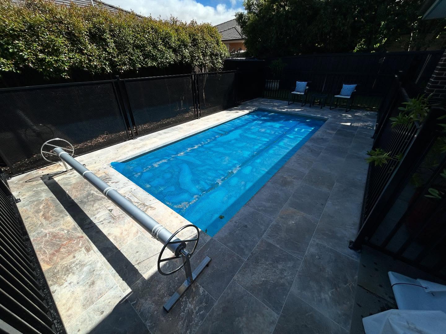 Silver ash marble pool surround